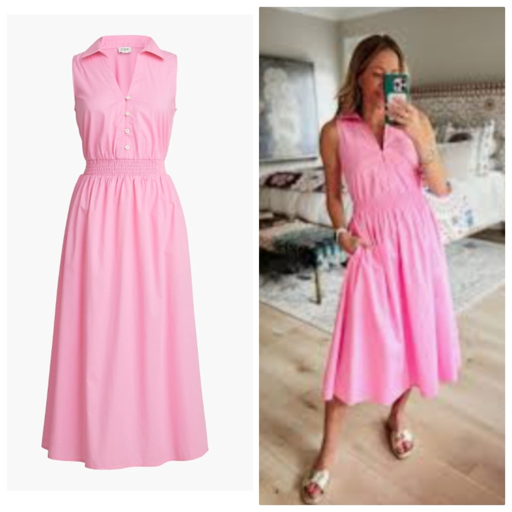 J.crew Sleeveless Collared Dress Pink Size 8 Cotton New With Tag